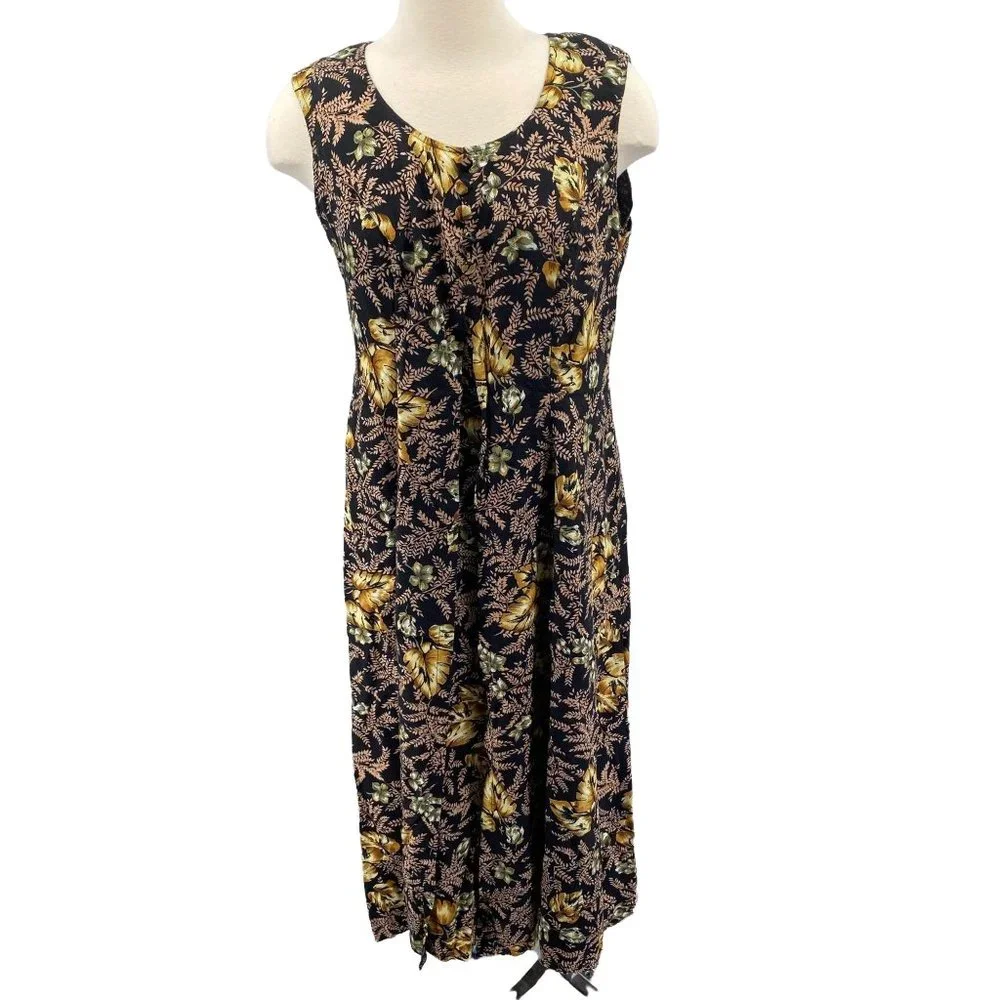 Vintage Jamie Brooke floral cottage prairie midi dress size 14 Large Xlarge Y2K
